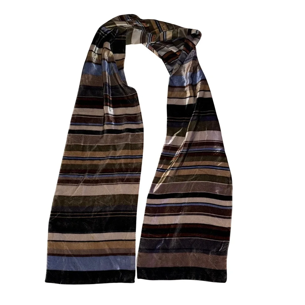 ECHO‎ Striped Velvet Silk Blend Scarf Men's Multi Color